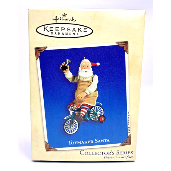 Hallmark TOYMAKER SANTA 2002 Keepsake Ornament Riding Bike with Box - Picture 9 of 12